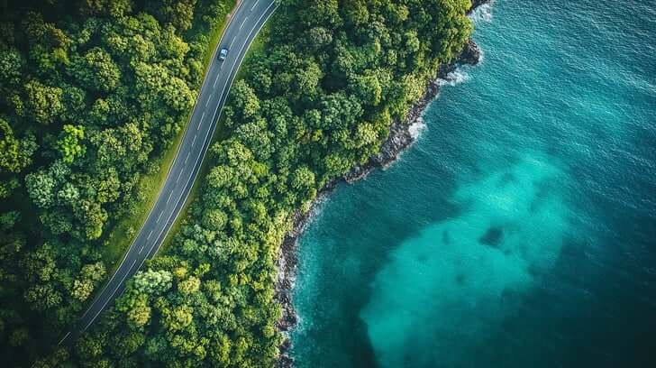 A stunning aerial photograph of a coastline